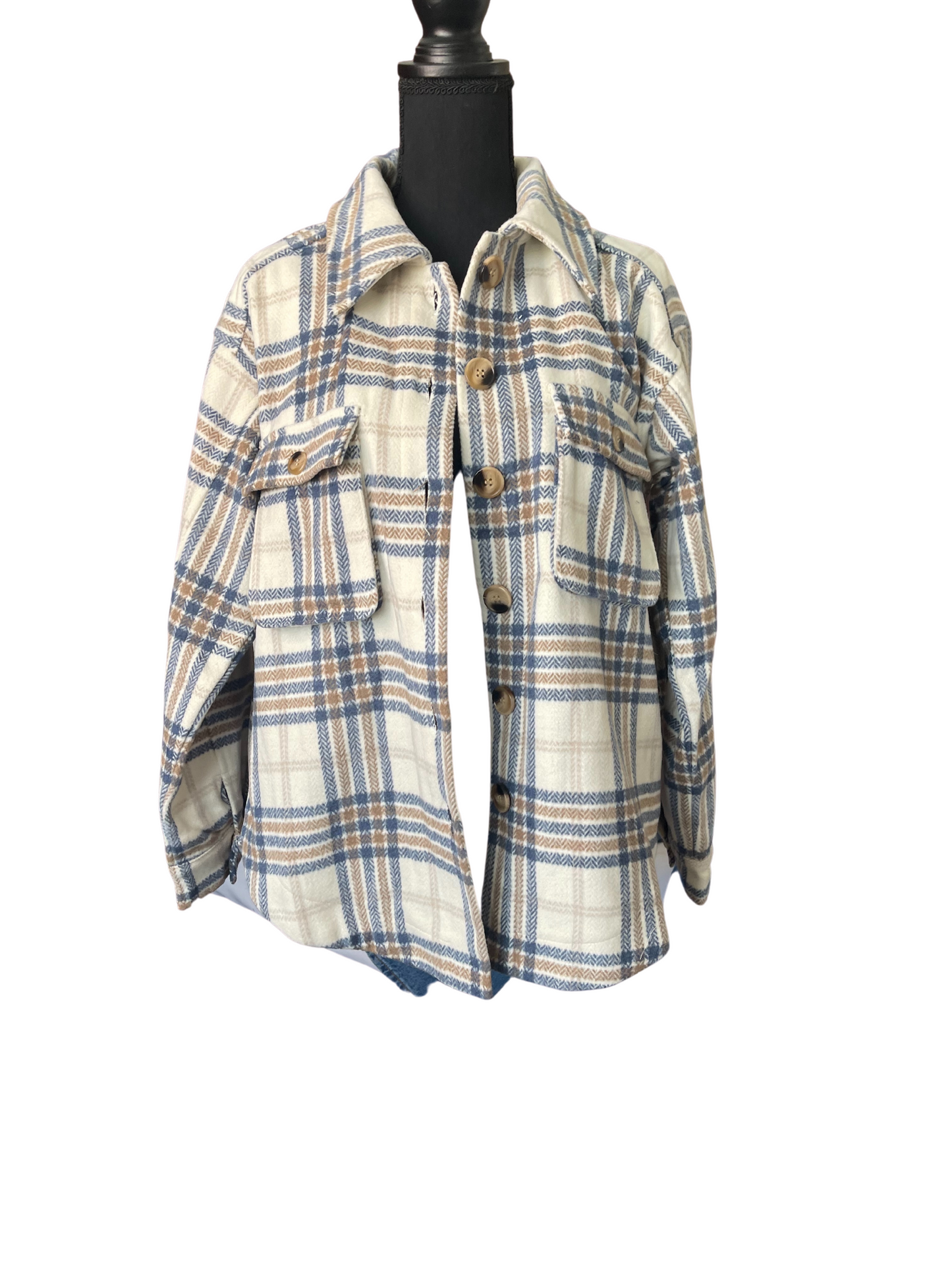 BLUE AND TAUPE FLANNEL